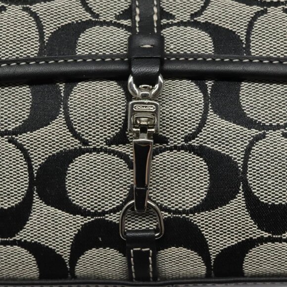 Coach Signature Hand Bag Canvas Gray Black Auth - Picture 13 of 16